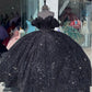 Glitter Black Ball Gown Princess Quinceanera Dress With Bow Sequins Sweet 16 Party Gown Vestidos De 15 Años Wedding Gowns