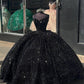 Black Sequin Corset Quinceanera Dresses With Bow Sweetheart Shinning Sweet 16 Dresses Ball Gown Birthday Gowns vestidos de 15