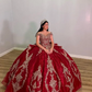 Sparkly Burgundy Princess Quinceanera Dresses Off Shoulder Ruffles Gold Applique Corset vestidos de 15 años quinceañeras 2024