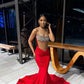 Red Velvet Sliver Beaded Strapless Prom Dresses 2024 Luxury Gowns Mermaid Dress For Party Wedding Evening Sexy Formal Gowns