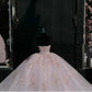 Cute Light Pink Wedding Lace Applique Ball Gown Quinceanera Dresses 2024 Beaded Sweet 16 Dress Birthday Vestido De 15 Anos