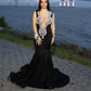 Sexy Black Velvet Mermaid Prom Dress For Black Girls 2024 Silver Rhinestone Beaded Party Gala Gown Robes De Soiree