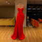 Classic Spaghetti Straps Satin Pleated Satin Prom Dress for Women Sexy Mermaid Court Prom Party Gown with Split robes de soirée