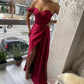 Chocolate Sweetheart Formal Evening Gowns Sexy Corset Prom Dresses Sexy Side Split Satin Evening Party Dress