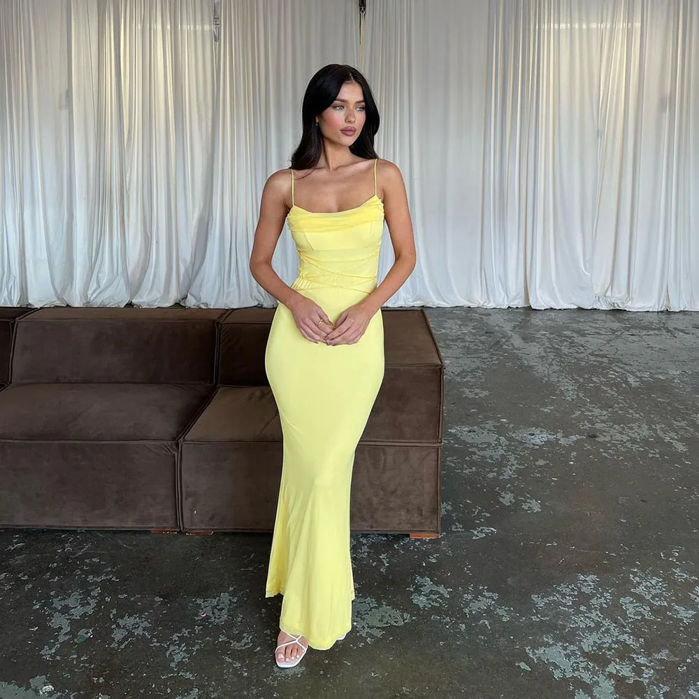 Yellow Simple Prom Gowns Satin Evening Dresses Prom Dress 2024 Modern Celebrity Gown Outfit Mermaid Party Dress