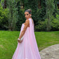 Simple Pink Strapless A Line Evening Dresses With Scraf Chiffon Holiday Gowns Floor Length Dinner Party Dress For Women