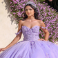 Lavender Quinceanera Dress Sweetheart 3D Bow Butterfly Lace Ball Gown With Cape Crystal Sweet 15 Vestidos De XV Años