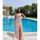 Sexy Light Pink Prom Dresses for Women Pleats High Side Split Formal Wear Birthday Pageant Second Reception Party Gowns