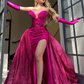 Sexy Womens Dresses for Prom Rose Red Graduation Dress Party Evening Elegant Luxury Celebrity Strapless Mermaid 2024 Gala