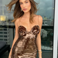 New Summer Style Brown Sequines Shinning Sexy Bodycon Long Dress Women Sexy Strap Elegant Evening Party Dress Prom Dress