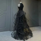 New black sequined lady girl women princess bridesmaid banquet party prom dress gown free shipping