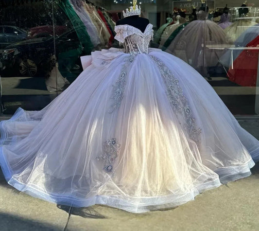 Quinceanera Dress Lace Applique Sequins Beading Mexican Sweet 16 Vestidos De XV 15 Anos Ball Gowns 2024