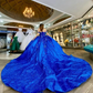 Blue Glitter Crystal Sequined Ball Gown Quinceanera Dresses Off The Shoulder Applique Lace Beading Corset Vestidos De 15 Anos 20