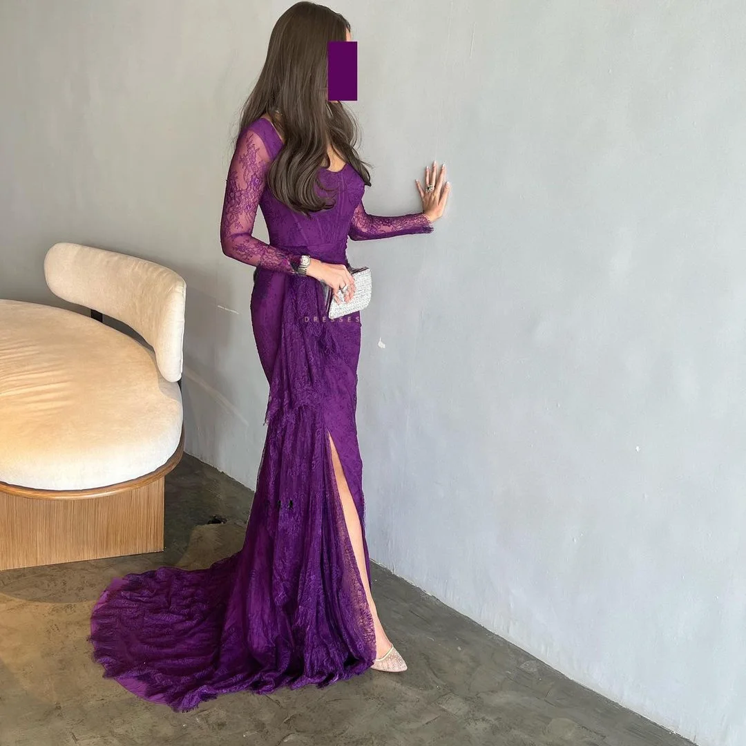 Mermaid Evening Party Dresses Lace Long Sleeves Sweetheart Prom Dress Floor-Length Split Prom Gowns for Women 2024 evening gown