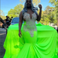 2024 Green Sparkly Mermaid Prom Occasion Party Dresses for Black Girl Diamond Crystal Evening Birthday Gala Dress plus szie