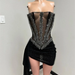 Sexy Strapless Short Prom Dresses For Black Girls Beaded Birthday Party Dress Crystal Mini Cocktail Homecoming Robe De Bal