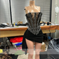 Sexy Strapless Short Prom Dresses For Black Girls Beaded Birthday Party Dress Crystal Mini Cocktail Homecoming Robe De Bal