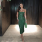 Spaghetti Strap Lace Sexy Midi Dress For Women Gown Green Sleeveless Backless Club Party Printed Long Dress Vestidos