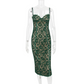 Spaghetti Strap Lace Sexy Midi Dress For Women Gown Green Sleeveless Backless Club Party Printed Long Dress Vestidos