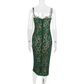 Spaghetti Strap Lace Sexy Midi Dress For Women Gown Green Sleeveless Backless Club Party Printed Long Dress Vestidos