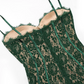 Spaghetti Strap Lace Sexy Midi Dress For Women Gown Green Sleeveless Backless Club Party Printed Long Dress Vestidos