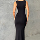 Elegant Sleeveless Sexy Maxi Dress For Women Summer New Square Collar Bodycon Club Party Long Tank Dress New 2024