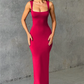 Elegant Sleeveless Sexy Maxi Dress For Women Summer New Square Collar Bodycon Club Party Long Tank Dress New 2024