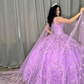 Lavender Quinceanera Dresses Ball Gown Spaghetti Straps Tulle Appliques Lace Sweet 16 Dresses 15 Años Mexican