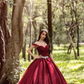 Burgundy Quinceanera Dresses Ball Gown Off The Shoulder Tulle Ruffled Sweet 16 Dresses 15 Años Mexican