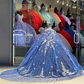 Royal Blue Quinceanera Dresses Ball Gown Sweetheart Sparkly Appliques Puffy Sweet 16 Dresses 15 Años Mexican