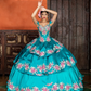 Mexican Quinceanera Dresses Ball Gown Off The Shoulder Satin Tiered Appliques Sweet 16 Dresses 15 Años