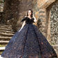 Black Mexican Quinceanera Dresses Ball Gown Off The Shoulder Sparkly Puffy Sweet 16 Dresses 15 Años