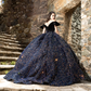 Black Mexican Quinceanera Dresses Ball Gown Off The Shoulder Sparkly Puffy Sweet 16 Dresses 15 Años