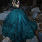 Puffy Quinceanera Dresses Ball Gown Off The Shoulder Floral Sparkly Sweet 16 Dresses 15 Años Mexican