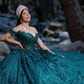 Puffy Quinceanera Dresses Ball Gown Off The Shoulder Floral Sparkly Sweet 16 Dresses 15 Años Mexican