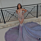 Lilac Sparkly Diamond Long Prom Dresses For Black Girls Sequins Birthday Party Dresses African Mermaid Evening Gown Robe De