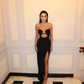 2024 New Summer Black Strapless Long Split Bandage Dress Elegant Women's Evening Dress