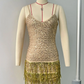 New fashion sexy WOMEN'S slim fit elegant sexy dress deeppvtassel bright silk dress gold sequin slip dress