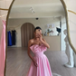 Lovely Pink Bow Long Prom Dresses 2024 Couture Sweetheart A Line Women Birthday Dress Lace-up Simple Formal Party Gowns Custom