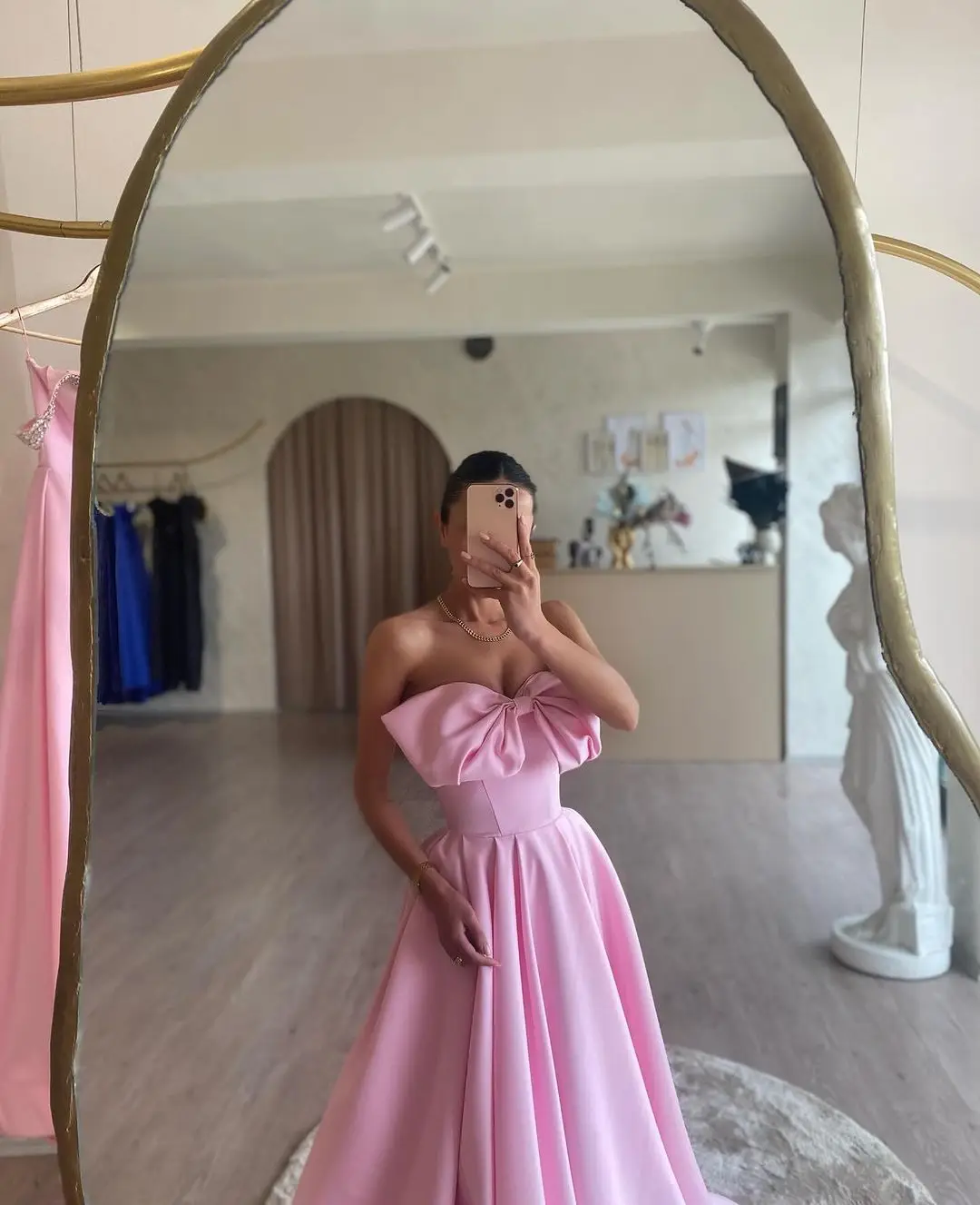 Lovely Pink Bow Long Prom Dresses 2024 Couture Sweetheart A Line Women Birthday Dress Lace-up Simple Formal Party Gowns Custom