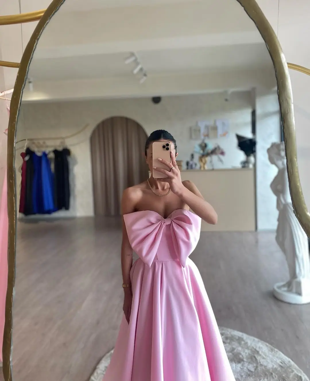 Lovely Pink Bow Long Prom Dresses 2024 Couture Sweetheart A Line Women Birthday Dress Lace-up Simple Formal Party Gowns Custom