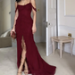 Wine Red Off Shoulder Straps Multi-layered Ruffles Long Prom Dress