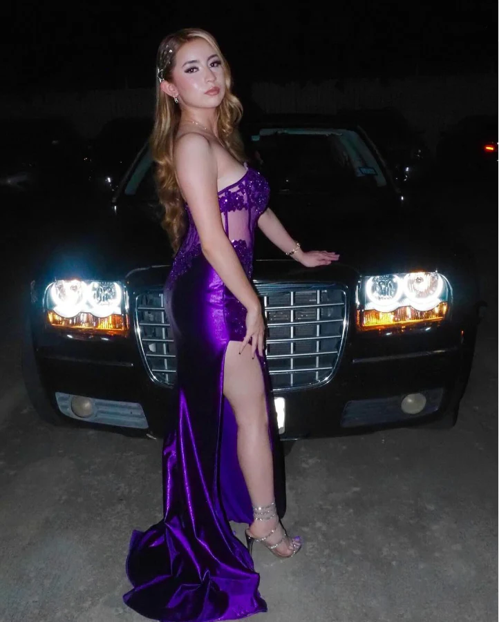 Elegant Purple Strapless Corset Long Prom Dress