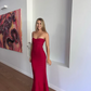 Burgundy Sweatheart Strapless Mermaid Long Party Dress