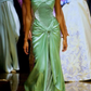 Green Strapless Sheath Velvet Satin Vintage Evening Dress