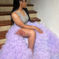 Lilac Purple Princess Evening Ceremony Dresses for Black Girl Plus Size Sparkly Diamond Slit Mermaid Prom Birthday Gala Gown