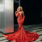 Red Sparkly Mermaid Long Prom Formal Party Dresses for Black Girl Luxury Gillter Diamond Evening Birthday Reception Dress Gala