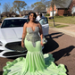 Mint Green Sparkly Mermaid Prom Ceremony Formal Dresses for Black Girl Luxury Diamond Evening Birthday Gala Dress Plus Size