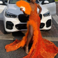 Orange Sparkly African Evening Reception Dresses for Women Luxury Diamond Crystal Feather Slit Prom Gown vestidos de fiesta