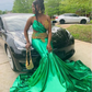 Emerald Green Sparkly Trumpet Evening Formal Dresses for Black Girl 2024 Luxury Diamond Crystal Afrian Prom Birthday Gown